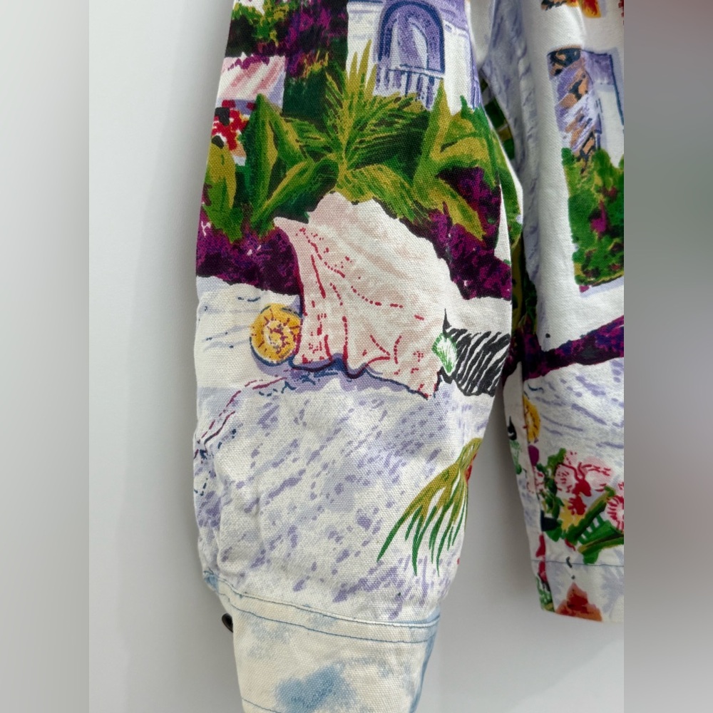 Flamingo Road multicolored tropical vacation lightweight denim Jean jacket - Picture 9 of 16
